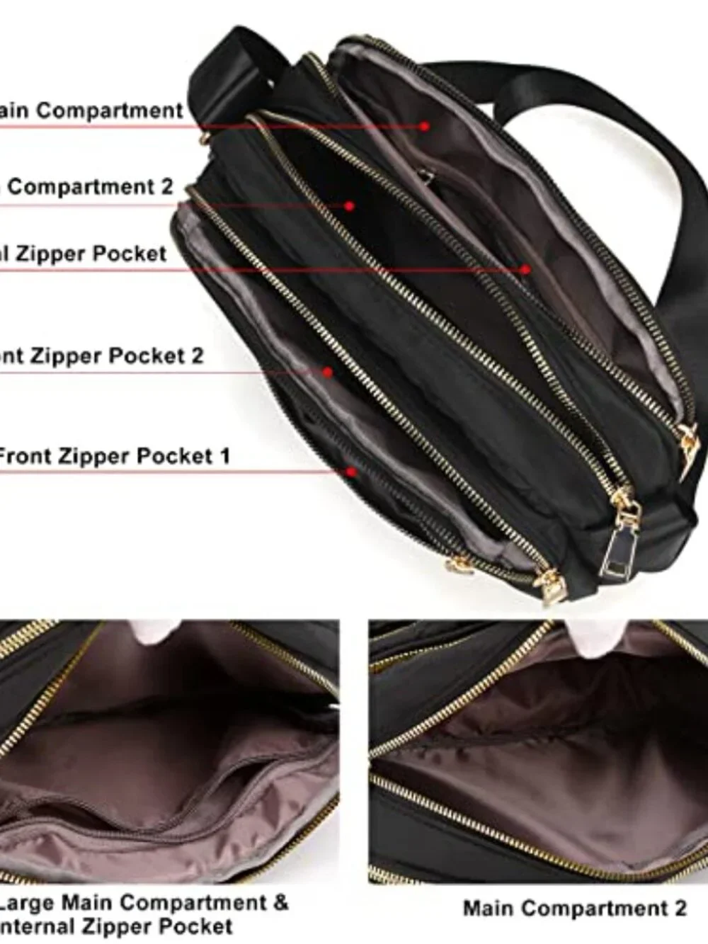 Nylon Crossbody Bag with Hand Stitched Love Patterns, Travel